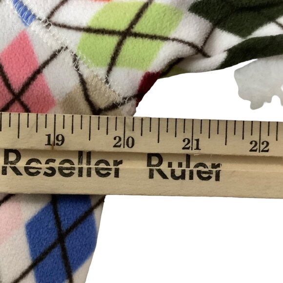 Lands' End ThermaCheck Fleece Argyle Pullover Sweatshirt Women Small 1/4 Zip - Picture 7 of 9